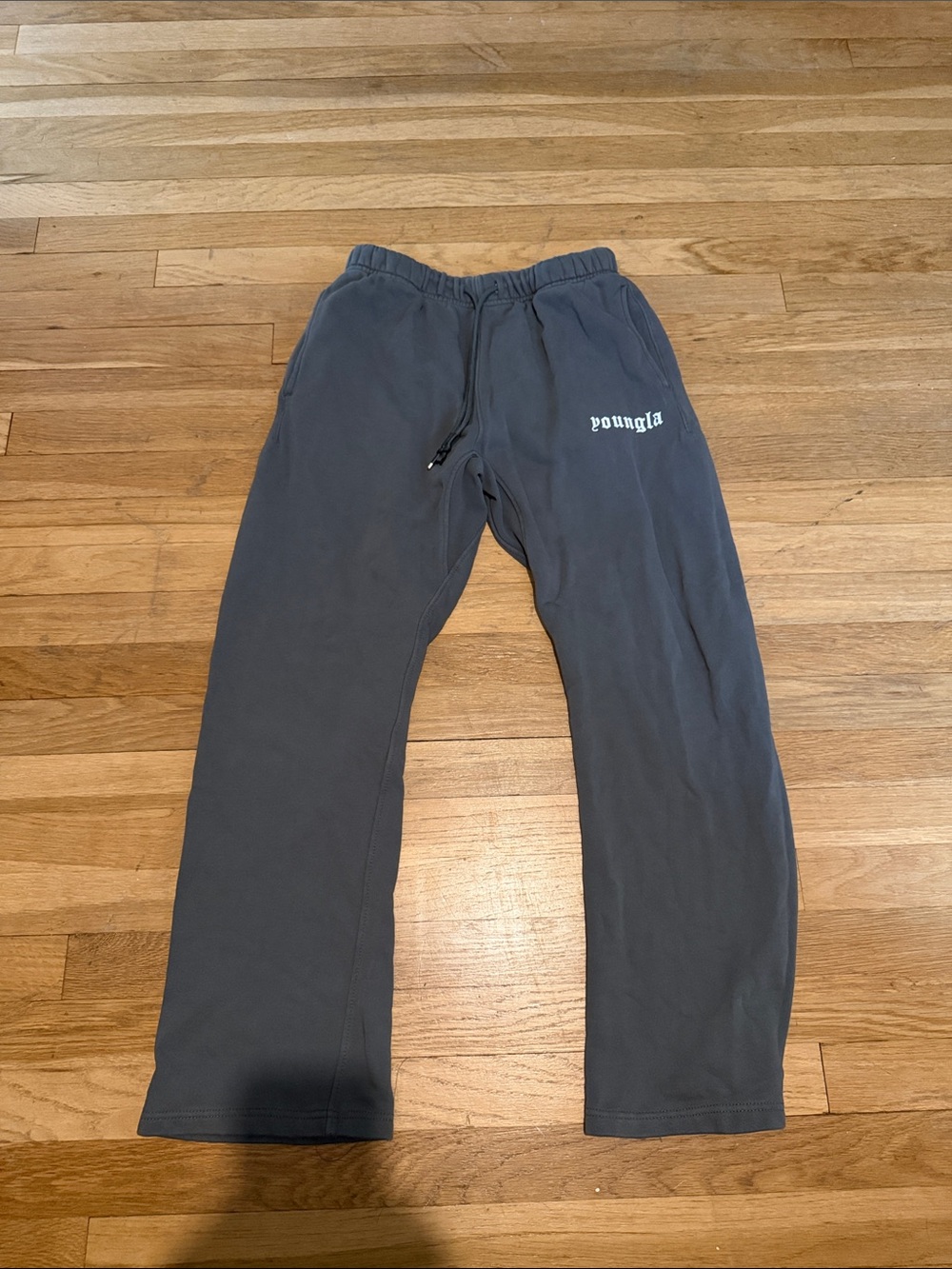 YoungLA Men’s Charcoal Gray Sweatpants with White Logo